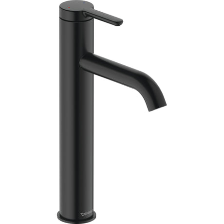 Mitigeur noir pour lavabo marque Duravit, design moderne élégant.