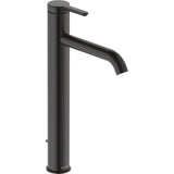 Mitigeur lavabo noir mat Duravit, robinetterie moderne, design minimaliste.