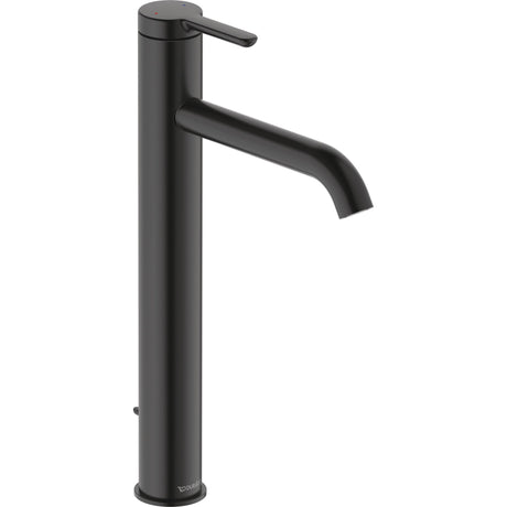 Mitigeur lavabo noir mat Duravit, robinetterie moderne, design minimaliste.