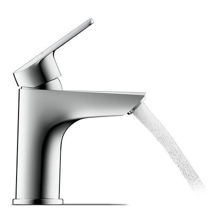 Mitigeur Grohe chromé pour lavabo, robinetterie salle de bain, couleur argentée.