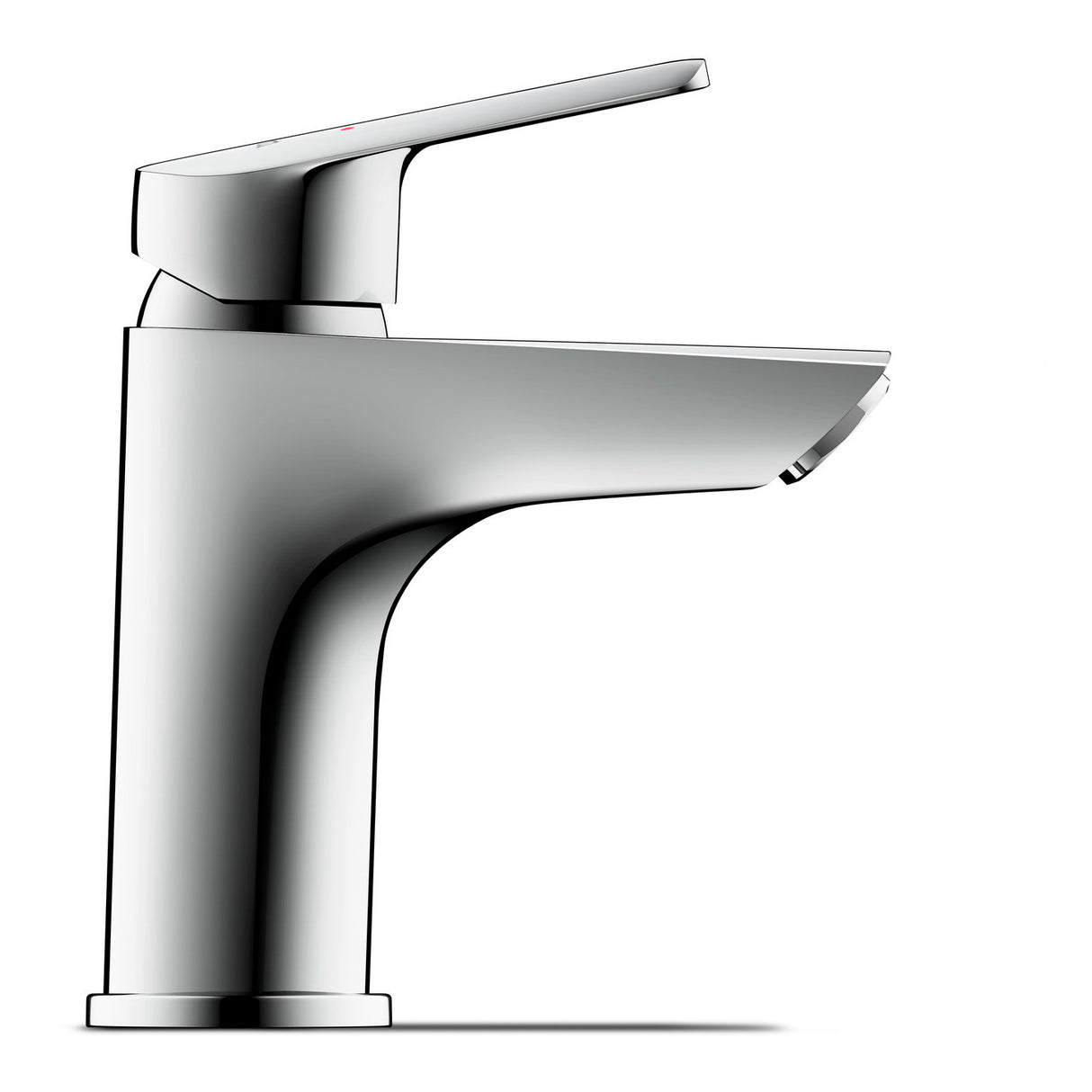 Mitigeur lavabo Grohe chromé, robinet salle de bain couleur argent brillante.