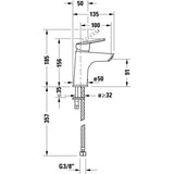 Robinet Grohe, mitigeur lavabo chrome, schéma technique avec dimensions détaillées