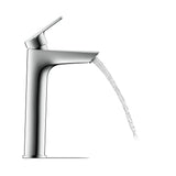 Mitigeur Hansgrohe chrome, robinet de lavabo moderne, couleur argentée.