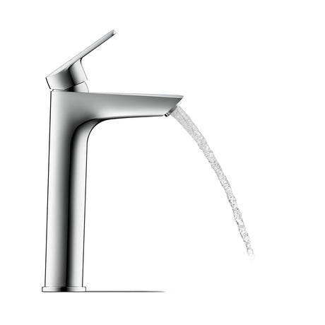 Mitigeur Hansgrohe chrome, robinet de lavabo moderne, couleur argentée.