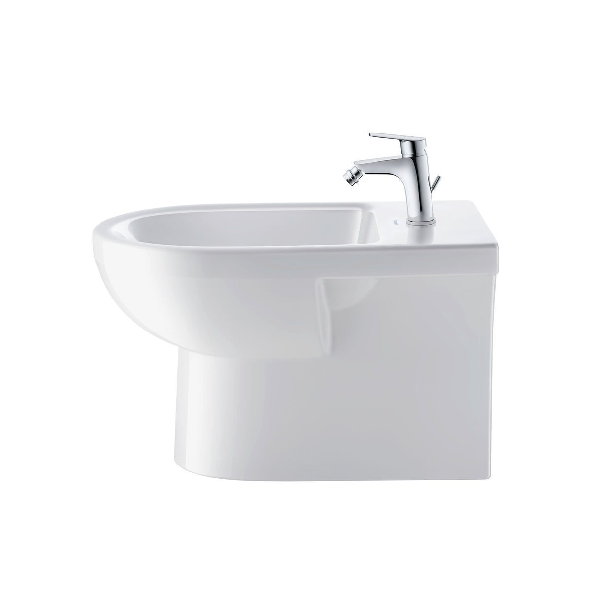 Bidet Roca blanc, céramique avec robinet chromé, sanitaire moderne
