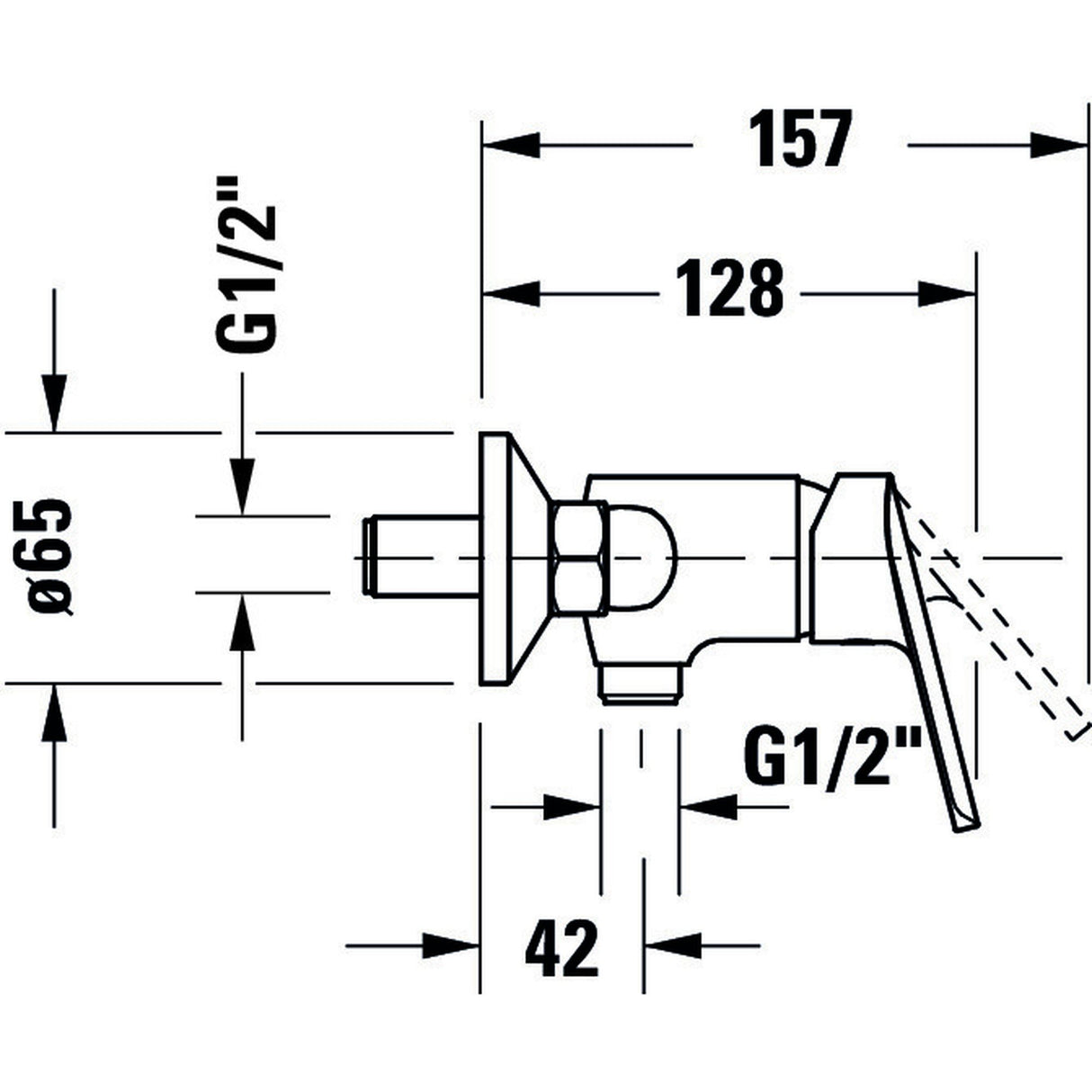 Robinet Grohe, schéma technique, mitigeur mural, couleur chromé, dimensions détaillées