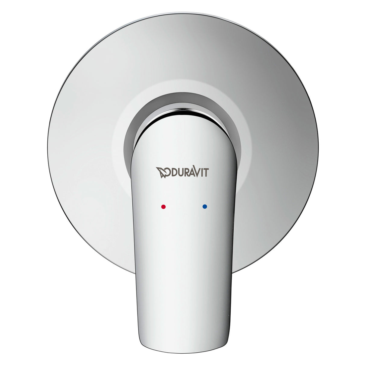 Mitigeur de douche Duravit chromé, robinetterie salle de bain couleur argent.