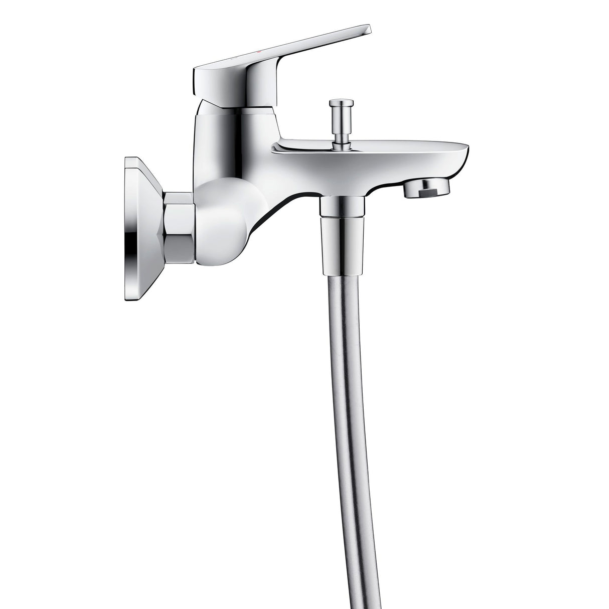 Mitigeur bain-douche Hansgrohe chromé, robinet de salle de bain moderne, couleur argentée