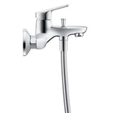 Mitigeur bain-douche Hansgrohe chromé, robinet de salle de bain moderne, couleur argentée