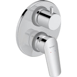 Mitigeur de douche Duravit chromé, robinet mural moderne couleur argent.