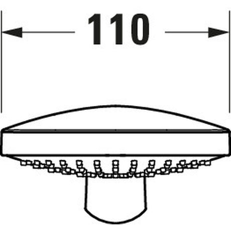Pommeau de douche Grohe rond, couleur chrome, diamètre 110 mm.