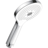 Pommeau de douche Duravit, sanitaire, chrome, design moderne, percé de buses blanches