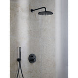 Colonne de douche Hansgrohe noire, mitigeur et douchette design moderne, finition noire.