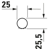 Schéma technique Grohe, barre de douche, couleur chromée, dimensions 25x25,5 mm.