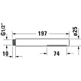 Douchette Grohe, type tube, couleur chrome, schéma avec dimensions détaillées.
