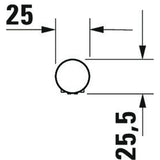 Schéma technique Grohe, tube rond sanitaire, couleur noire, dimensions 25x25,5 mm