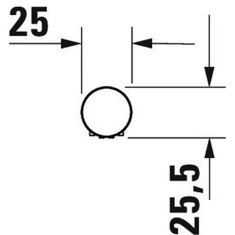 Schéma technique Grohe, tube rond sanitaire, couleur noire, dimensions 25x25,5 mm