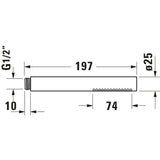Pommeau de douche Grohe, chromé, schéma dimensionnel de douchette cylindrique, Ø25 mm.