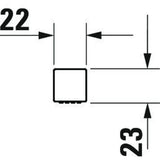 Schéma technique Grohe, pièce de plomberie, carré chromé, dimensions 22x23 mm