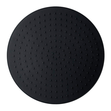 Pommeau de douche Hansgrohe rond, noir mat, design moderne avec picots répartis uniformément.
