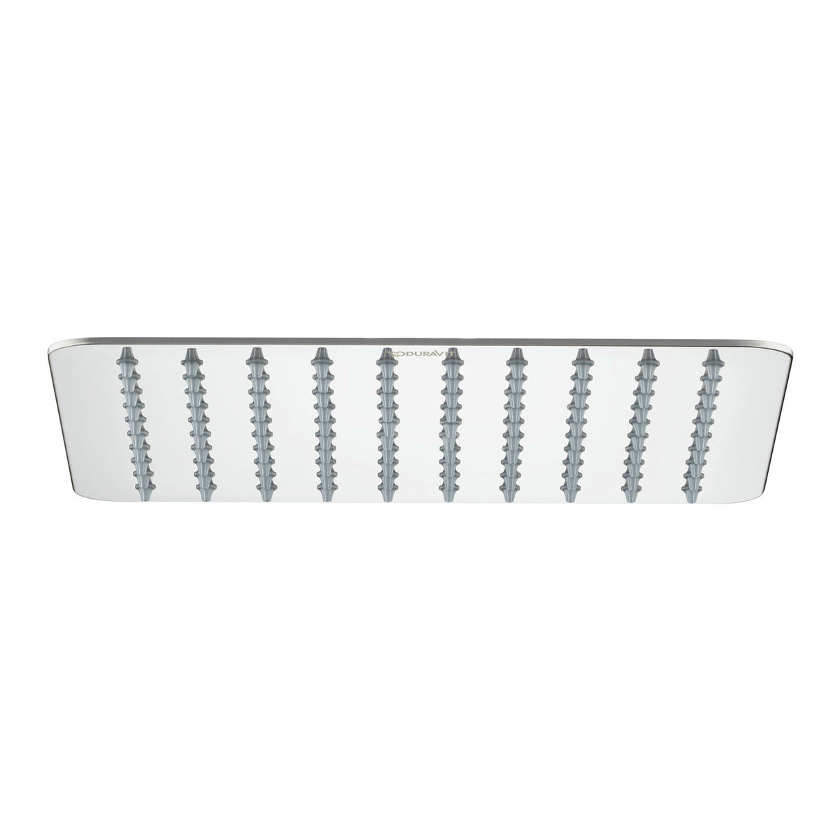 Pommeau de douche Duravit, rectangulaire, chrome argenté.