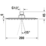 Pomme de douche Grohe, tête de douche ronde, couleur chrome, schéma dimensionnel