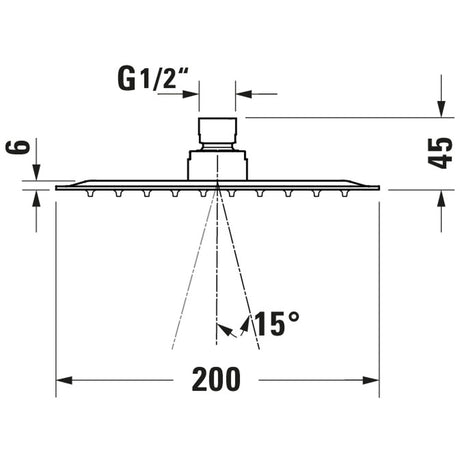 Pomme de douche Grohe, tête de douche ronde, couleur chrome, schéma dimensionnel