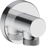 Sortie de douche Grohe, raccord mural, finition chromée brillante, accessoire plomberie.