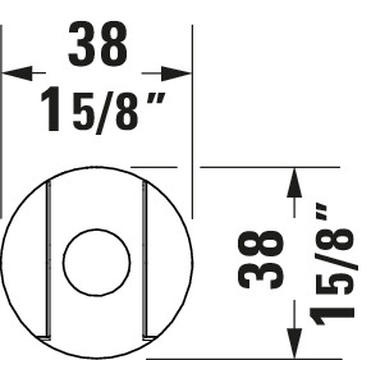 Schéma Grohe rosace ronde, inox, dimensions 38 mm pour plomberie.