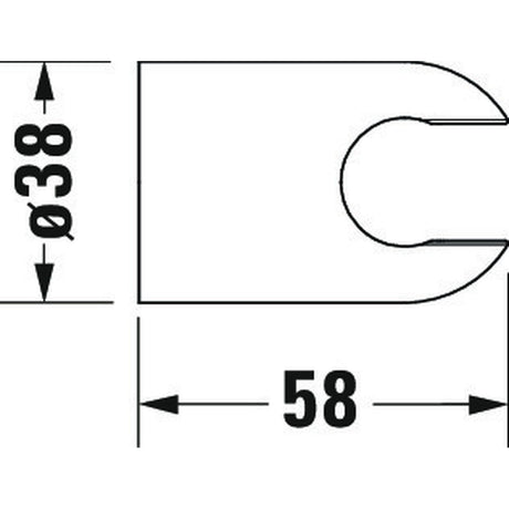 Schéma technique Grohe, support mural chromé pour douche, dimensions 58x38 mm.