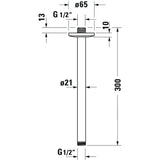Grohe tube de douche plafond chromé, raccord G1/2, dessin technique avec dimensions
