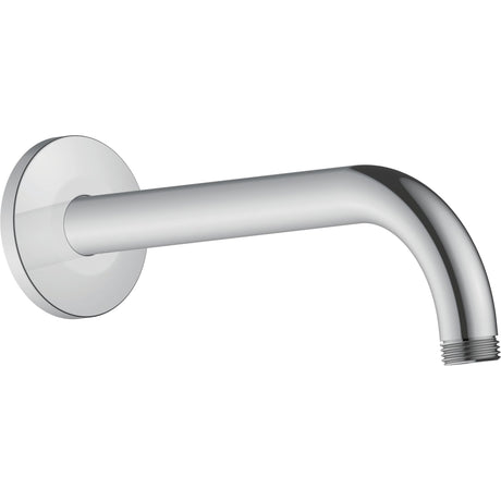 Bras de douche Grohe mural en acier chromé argenté, design moderne.