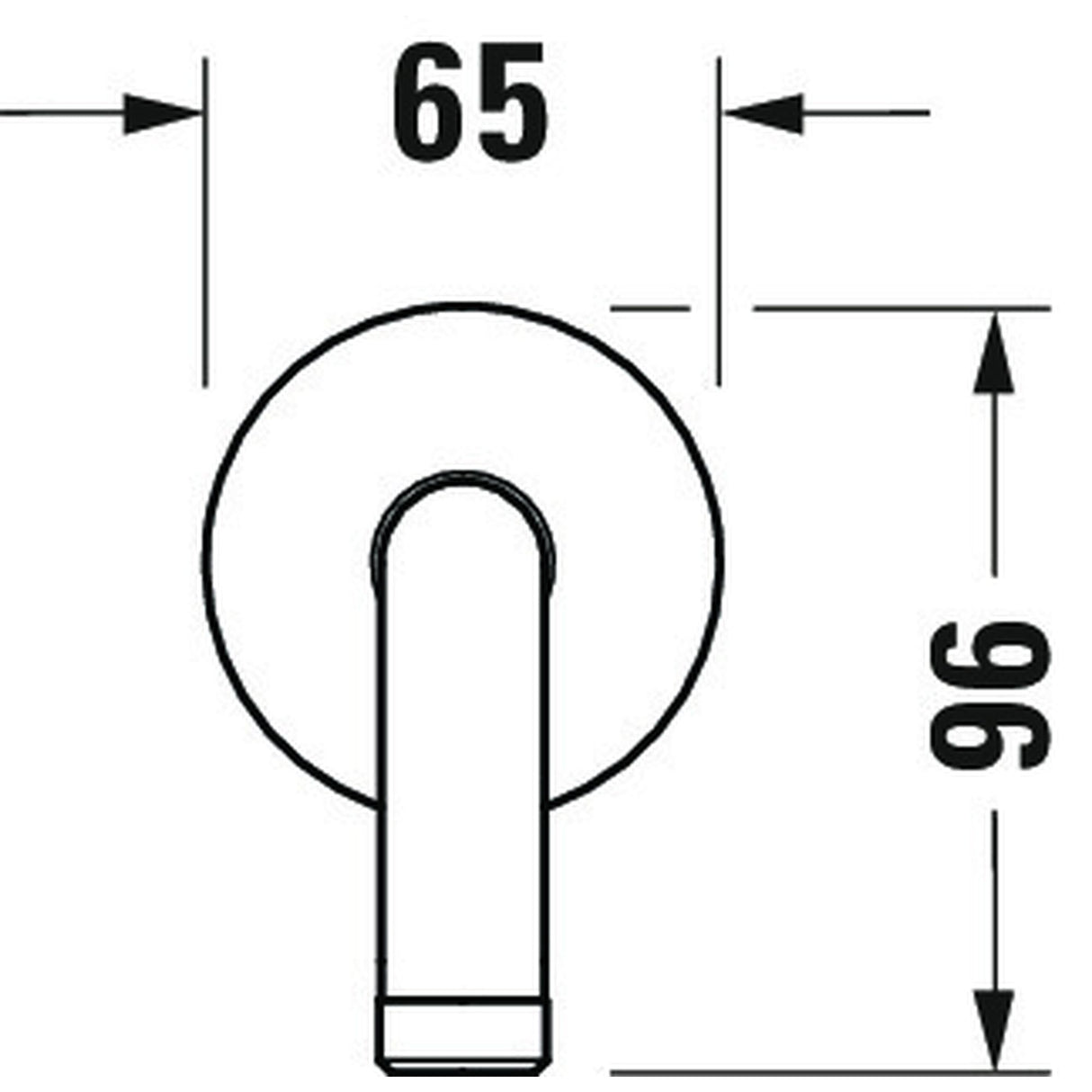 Mélangeur noir Grohe, robinetterie ronde avec dimensions 65 mm x 96 mm.