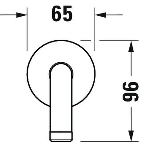 Mélangeur noir Grohe, robinetterie ronde avec dimensions 65 mm x 96 mm.