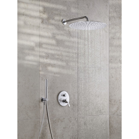 Douche Grohe, ensemble de douche en inox chromé, couleur argent, fixation murale.