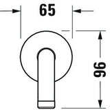 Mitigeur Grohe, robinet mural chromé, schéma dimensions 65x96 mm.