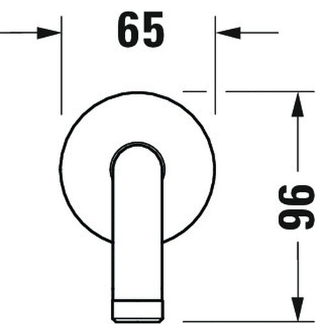 Mitigeur Grohe, robinet mural chromé, schéma dimensions 65x96 mm.