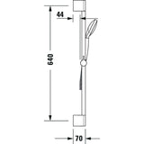 Douchette Grohe, barre de douche chromée, dessin technique avec dimensions