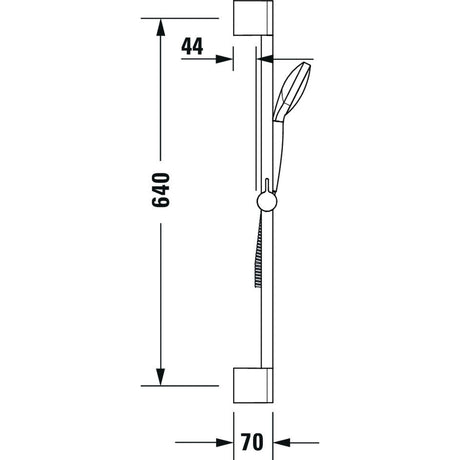Douchette Grohe, barre de douche chromée, dessin technique avec dimensions