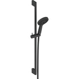 Barre de douche noire Hansgrohe avec douchette, robinetterie moderne, sanitaire salle de bain