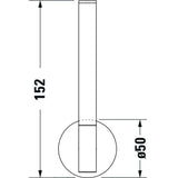 Schéma technique Grohe, robinetterie, forme cylindrique, couleur chromée, dimensions 152x50 mm