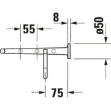 Schéma technique Grohe support mural sanitaire métal chromé, dimensions indiquées.