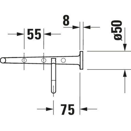 Schéma technique Grohe support mural sanitaire métal chromé, dimensions indiquées.