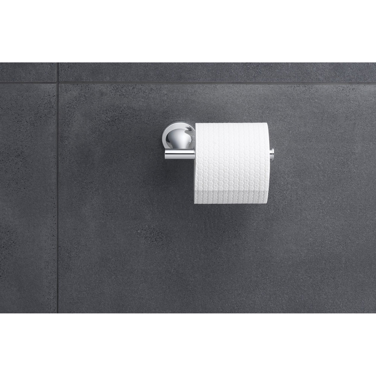 Porte-papier toilette Grohe, support mural chromé, couleur argent, rouleau blanc