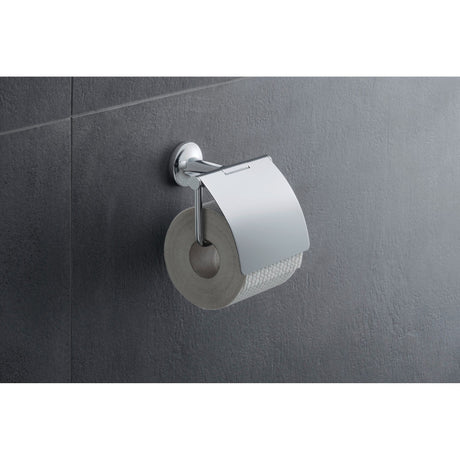 Porte-papier toilette Grohe, accessoire mural chromé, couleur argent, design moderne.