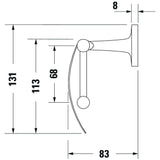 plan technique porte-serviettes mural Grohe chromé avec mesures détaillées