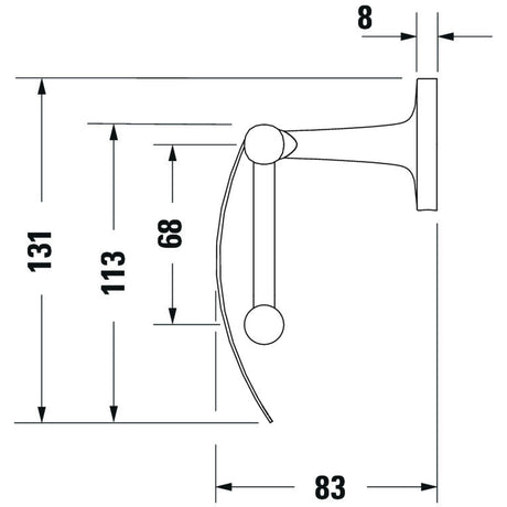 plan technique porte-serviettes mural Grohe chromé avec mesures détaillées
