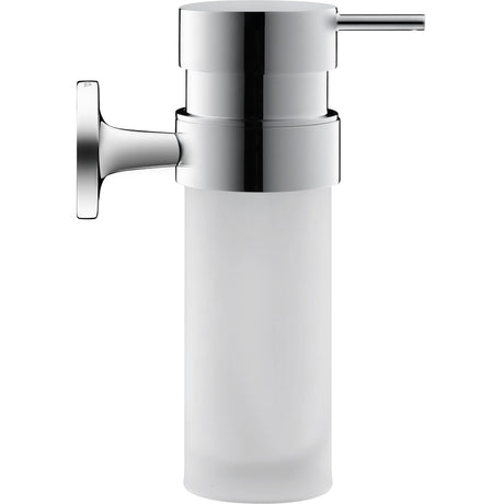 Distributeur de savon mural Grohe, finition chrome et verre dépoli, accessoire de salle de bain