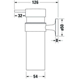 Distributeur de savon mural Grohe blanc, schéma technique avec dimensions.