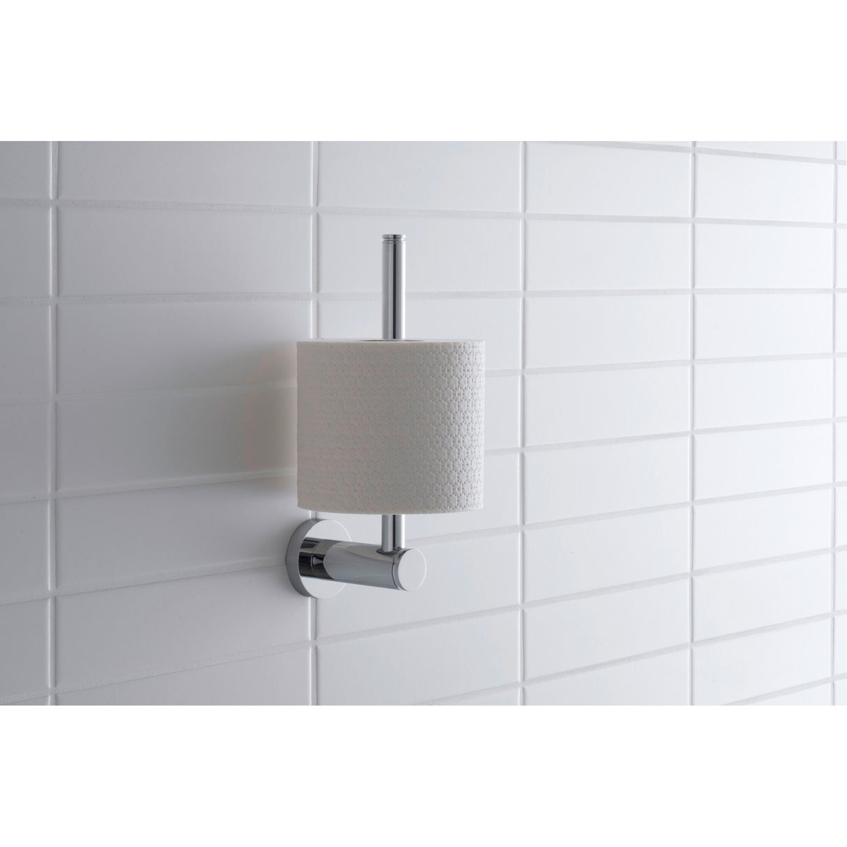 Distributeur papier toilette Grohe mural chromé, accessoire sanitaire argenté